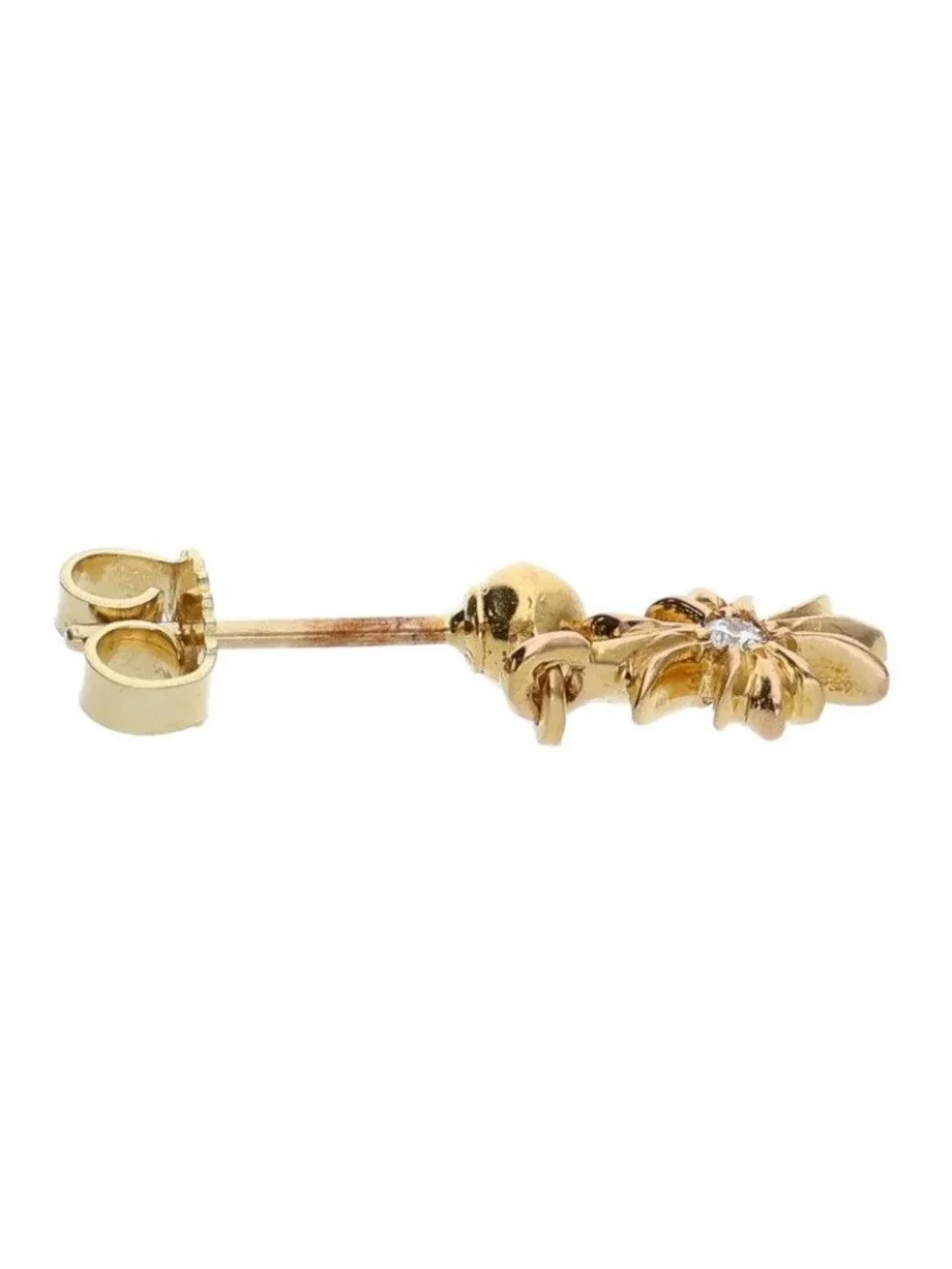 Chrome Hearts 22k Tny CH Pls Dia Tiny Ech Plus Drop Gold Earrings